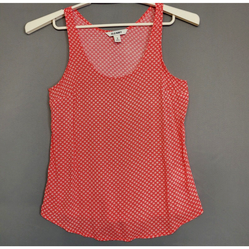 Old Navy Tank Top Womens XS Red White‎ Floral Lightweight Sleeveless Breathable